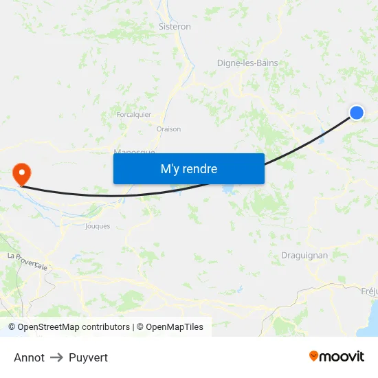 Annot to Puyvert map