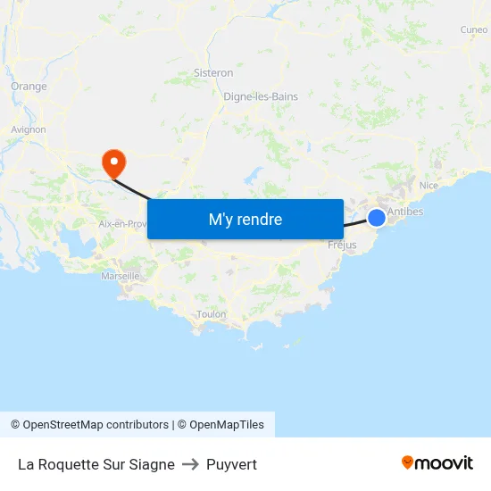 La Roquette Sur Siagne to Puyvert map