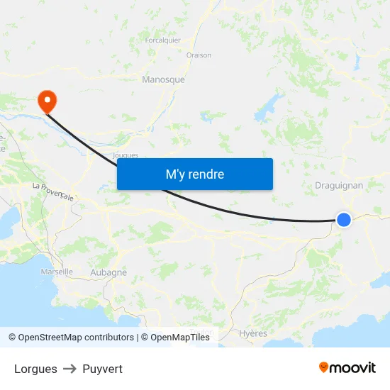 Lorgues to Puyvert map