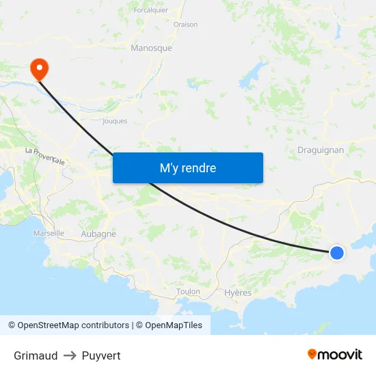 Grimaud to Puyvert map