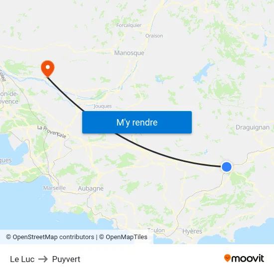 Le Luc to Puyvert map
