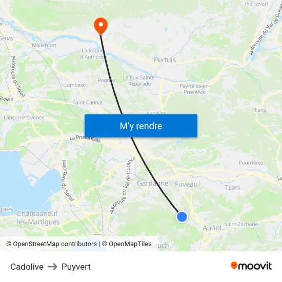 Cadolive to Puyvert map