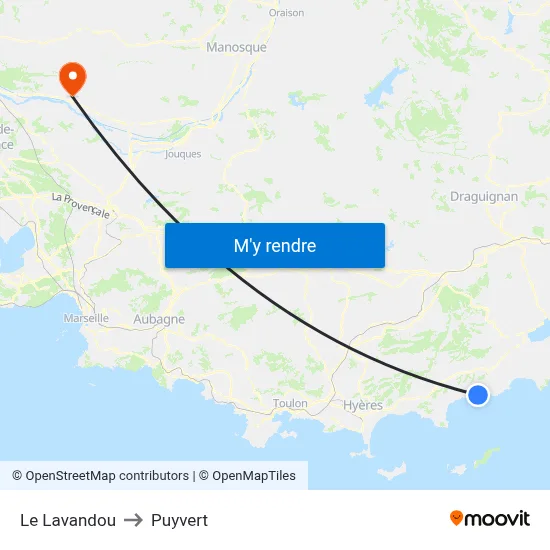 Le Lavandou to Puyvert map