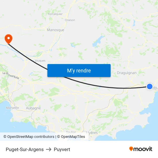 Puget-Sur-Argens to Puyvert map