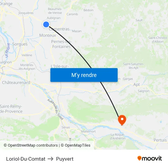 Loriol-Du-Comtat to Puyvert map
