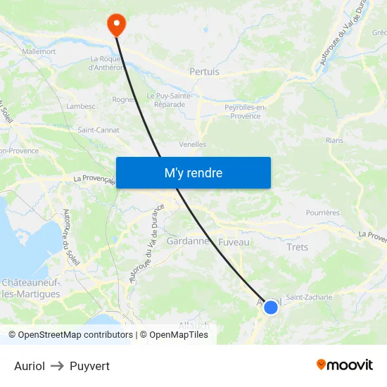 Auriol to Puyvert map