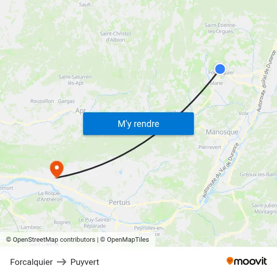 Forcalquier to Puyvert map