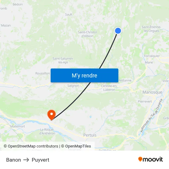 Banon to Puyvert map