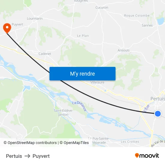 Pertuis to Puyvert map