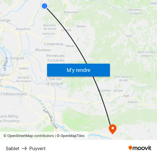 Sablet to Puyvert map