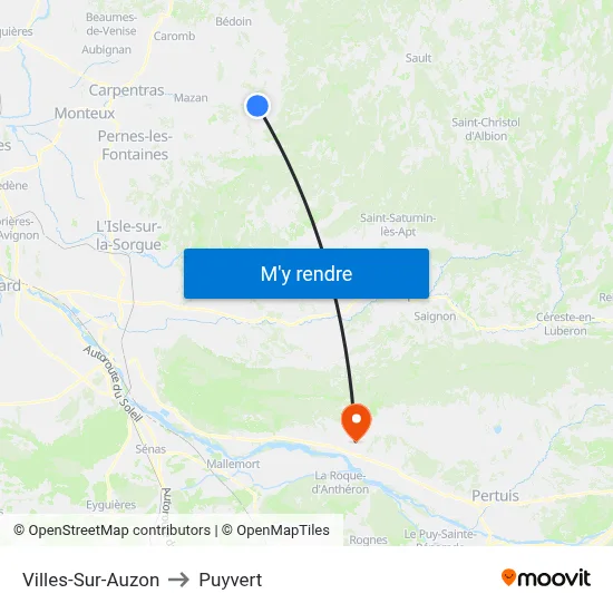 Villes-Sur-Auzon to Puyvert map