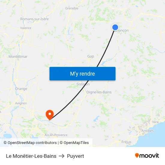 Le Monêtier-Les-Bains to Puyvert map