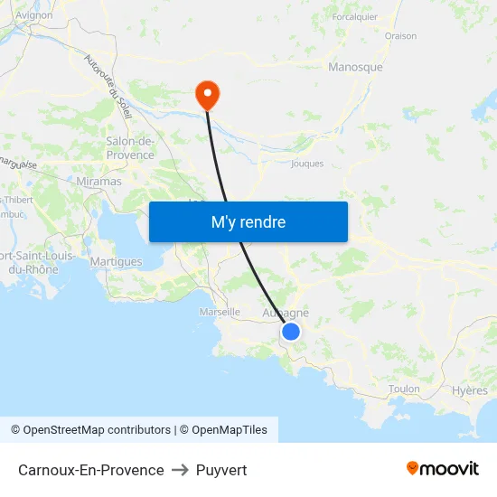 Carnoux-En-Provence to Puyvert map