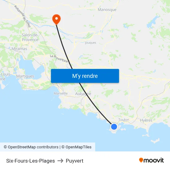 Six-Fours-Les-Plages to Puyvert map
