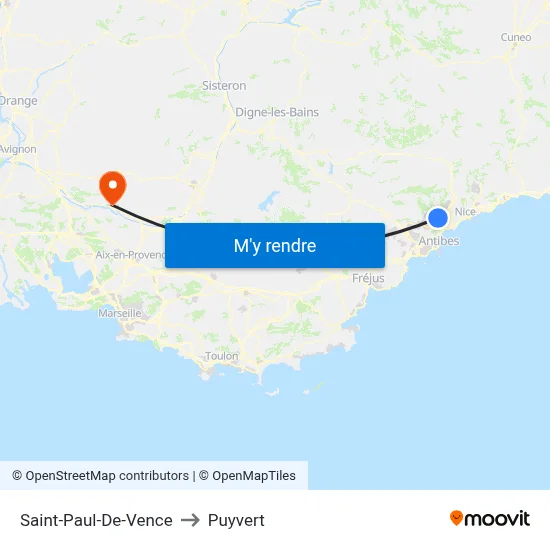 Saint-Paul-De-Vence to Puyvert map