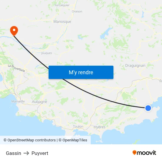 Gassin to Puyvert map