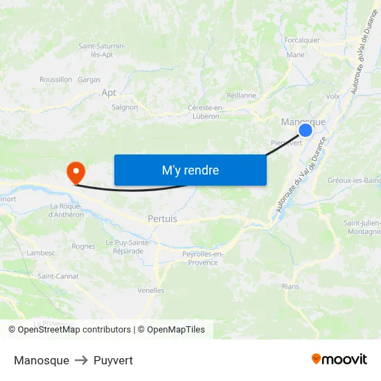 Manosque to Puyvert map