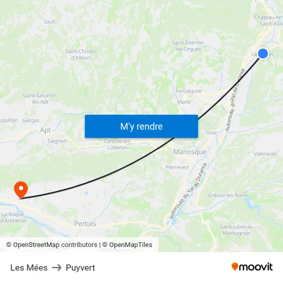 Les Mées to Puyvert map