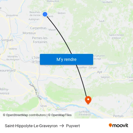 Saint-Hippolyte-Le-Graveyron to Puyvert map