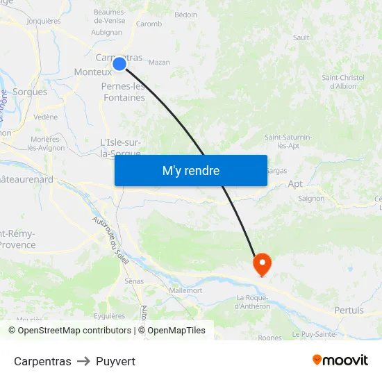 Carpentras to Puyvert map