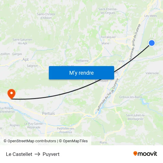 Le Castellet to Puyvert map