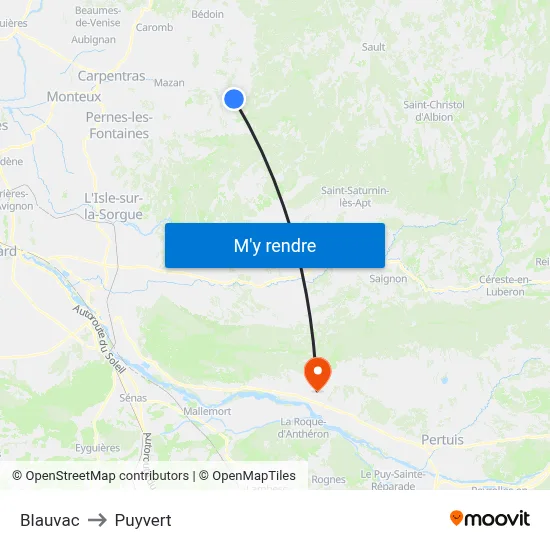 Blauvac to Puyvert map