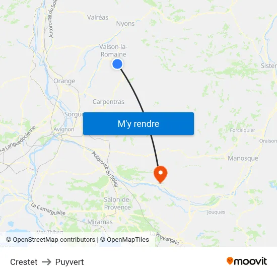 Crestet to Puyvert map
