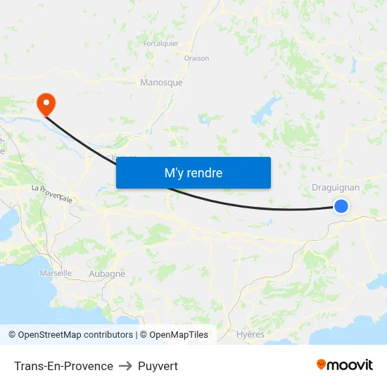 Trans-En-Provence to Puyvert map
