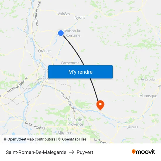 Saint-Roman-De-Malegarde to Puyvert map