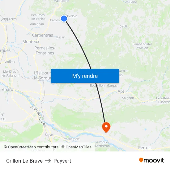 Crillon-Le-Brave to Puyvert map
