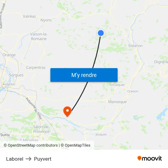 Laborel to Puyvert map