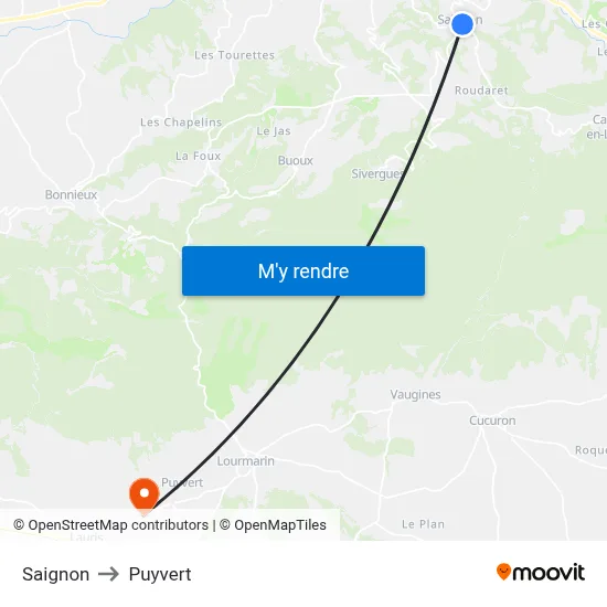 Saignon to Puyvert map