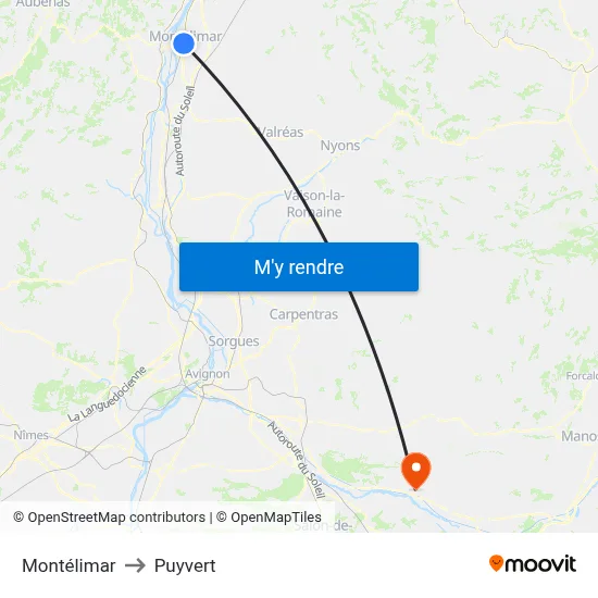 Montélimar to Puyvert map