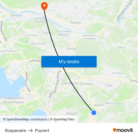 Roquevaire to Puyvert map