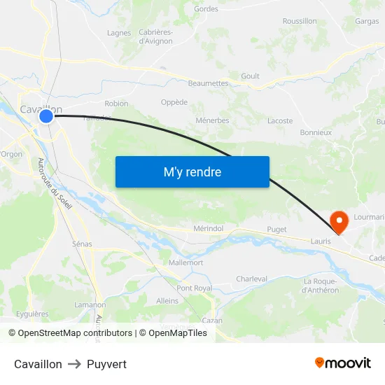 Cavaillon to Puyvert map