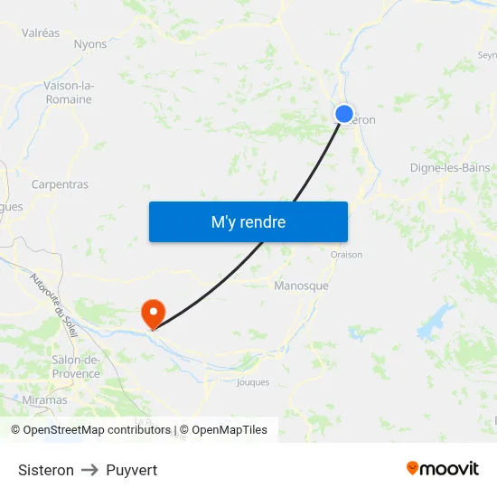 Sisteron to Puyvert map