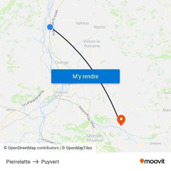 Pierrelatte to Puyvert map