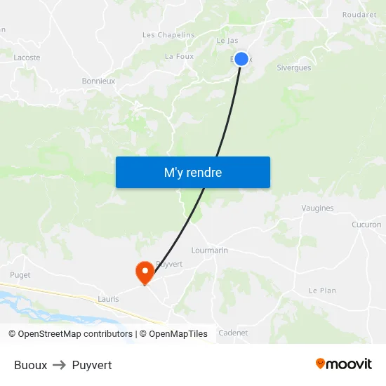 Buoux to Puyvert map