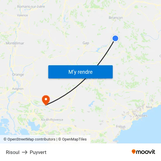 Risoul to Puyvert map