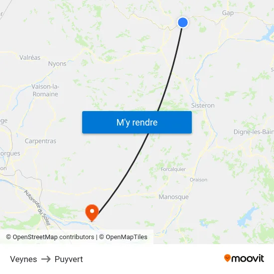 Veynes to Puyvert map
