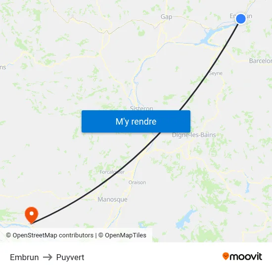 Embrun to Puyvert map