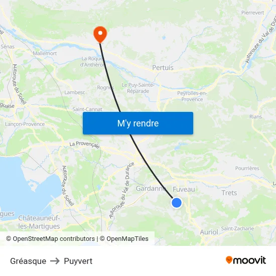 Gréasque to Puyvert map