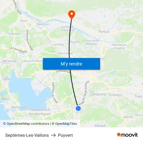 Septèmes-Les-Vallons to Puyvert map