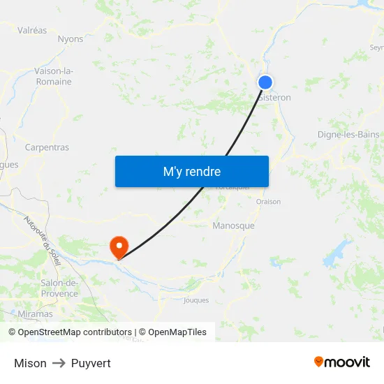 Mison to Puyvert map