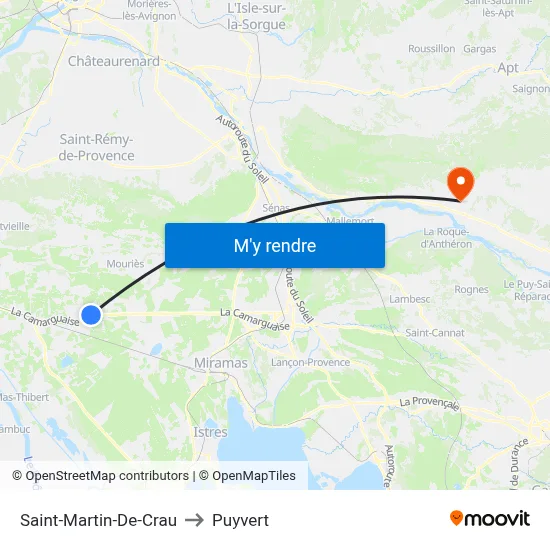 Saint-Martin-De-Crau to Puyvert map