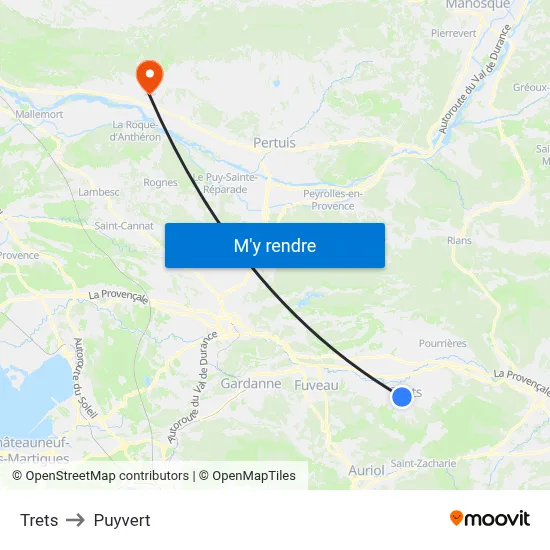 Trets to Puyvert map
