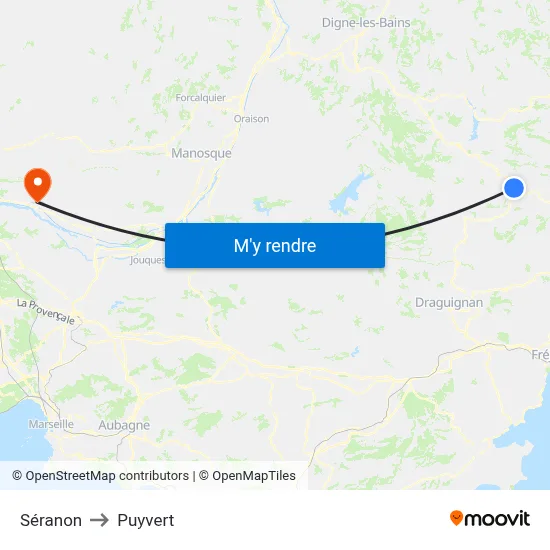 Séranon to Puyvert map