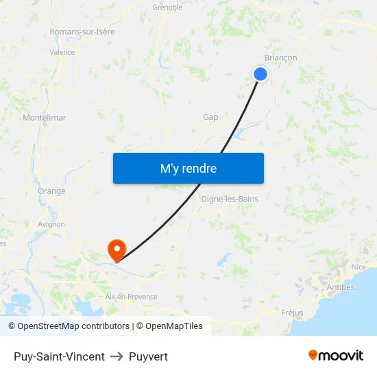 Puy-Saint-Vincent to Puyvert map