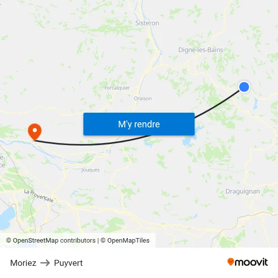 Moriez to Puyvert map
