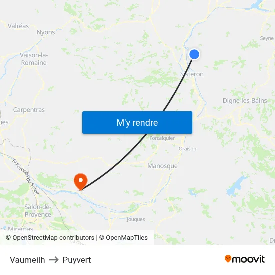 Vaumeilh to Puyvert map